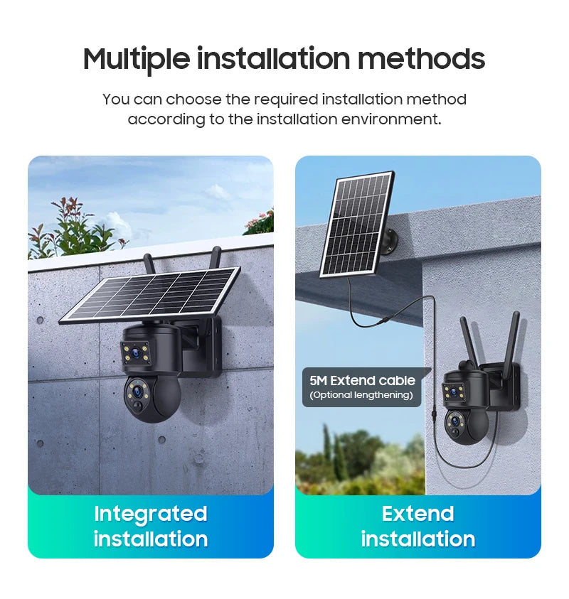 6MP Ubox APP Solar Power Dual Lens WIFI IP Camera Full Color AI Humanoid Detection Home Security CCTV Monitor