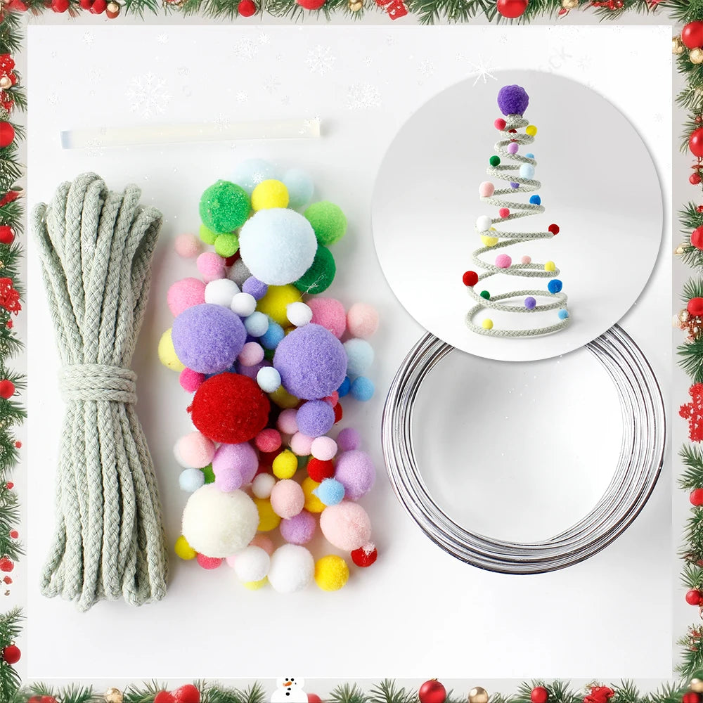DIY Christmas Tree Making Kit with Weaving Tutorial Included Christmas Decoration Hanging Ornament Handcraft Material Pack