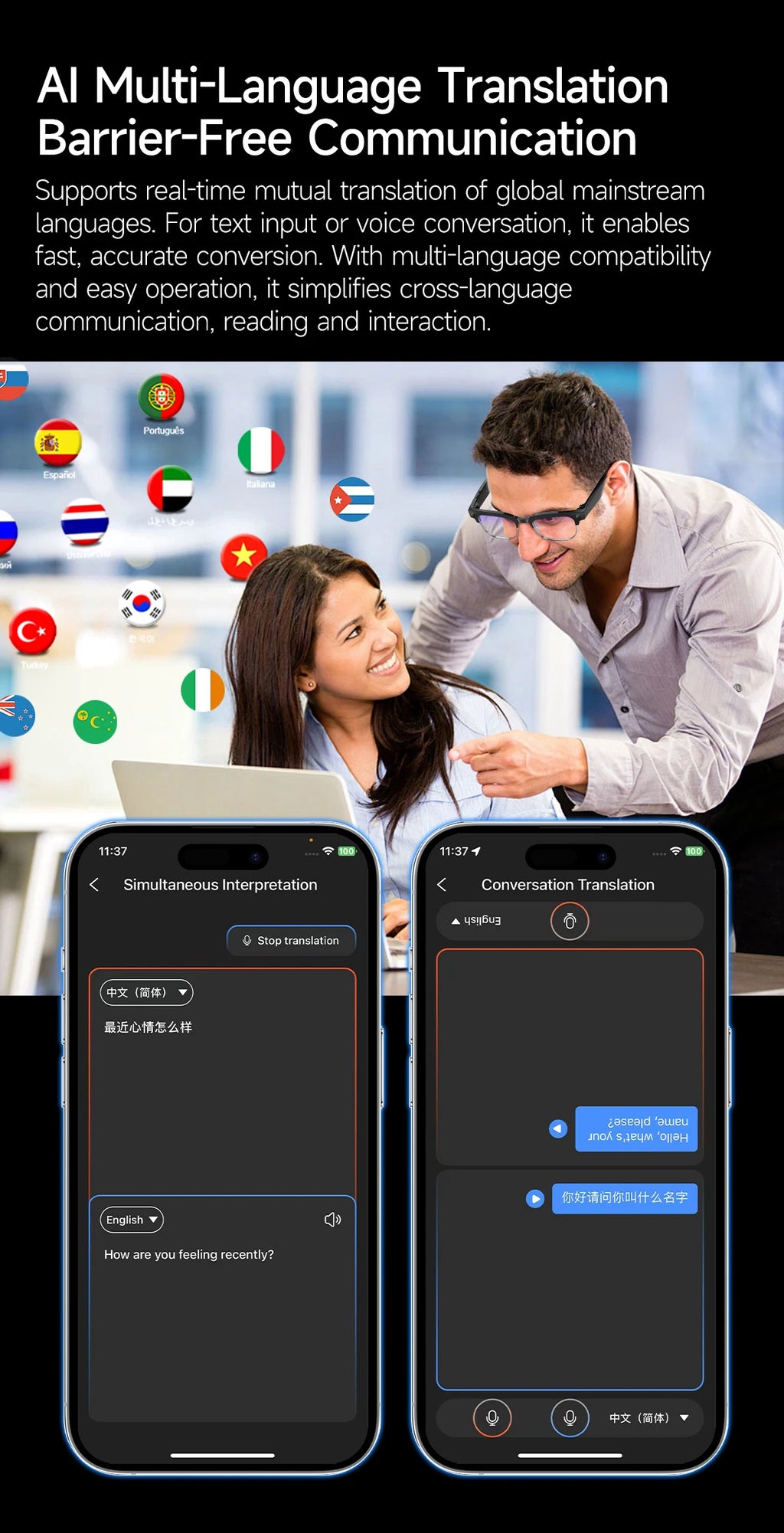 2026 New AI Smart Glasses 800W HD Camera Glasses Photo Recognition Video Record Translation Call Waterproof Sunglasses Men Women