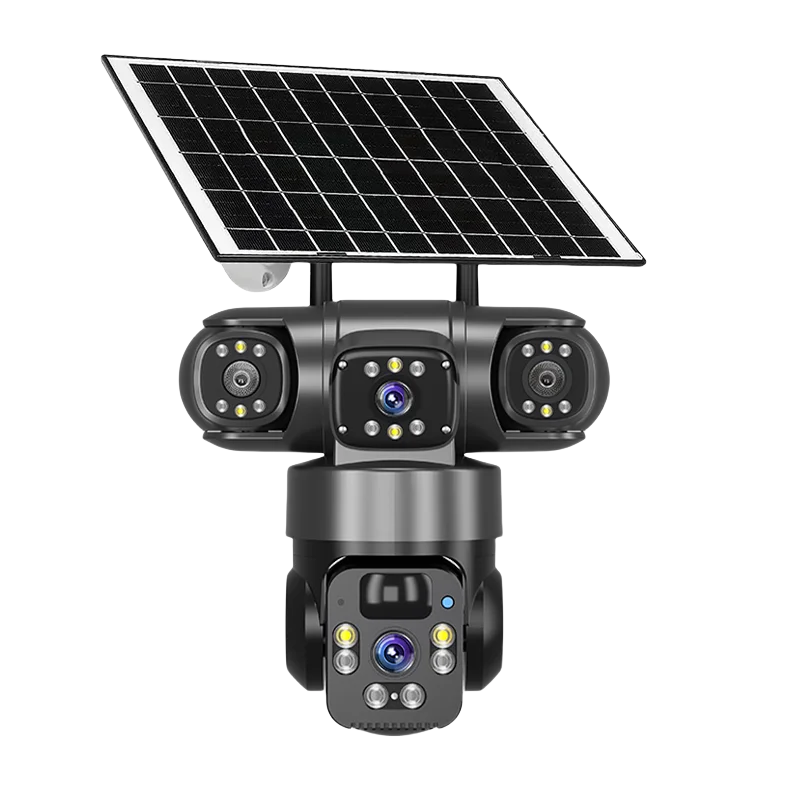 15MP 8K Wifi IP Camera Solar Outdoor Waterproof Three Lenses Camera HD Low Power Battery PIR Night Vision CCTV Security Cam