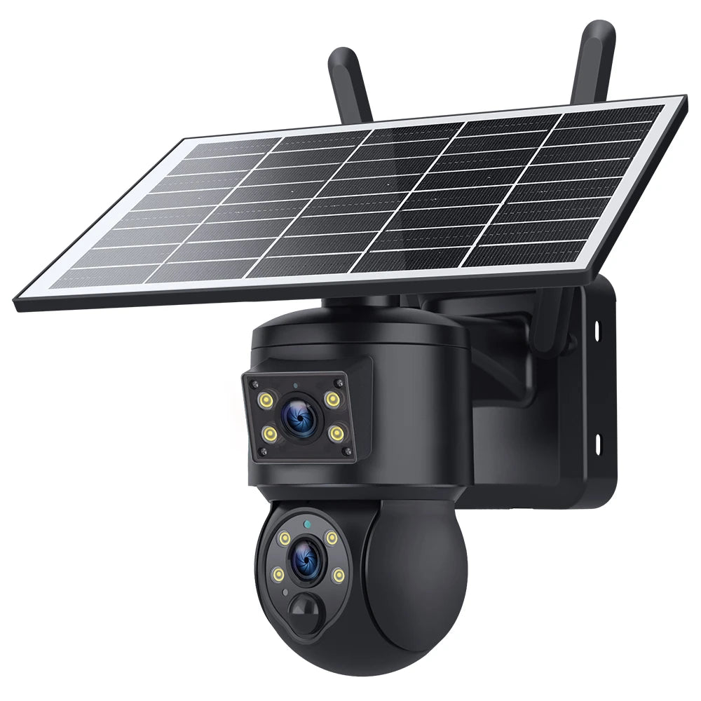 6MP Ubox APP Solar Power Dual Lens WIFI IP Camera Full Color AI Humanoid Detection Home Security CCTV Monitor