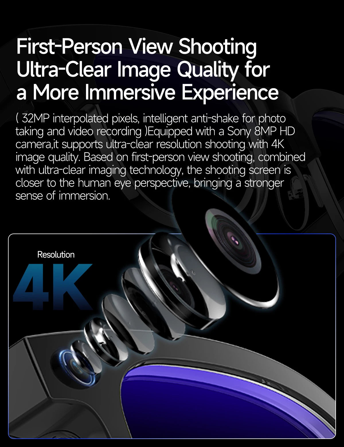 2026 New AI Smart Glasses 800W HD Camera Glasses Photo Recognition Video Record Translation Call Waterproof Sunglasses Men Women