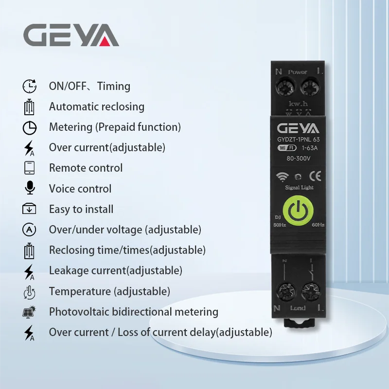 TUYA 63A Wifi Smart Circuit Breaker Switch Din Rail Remote Voice Control Home Smart Life App Tuya Timer Relay On Off Switch