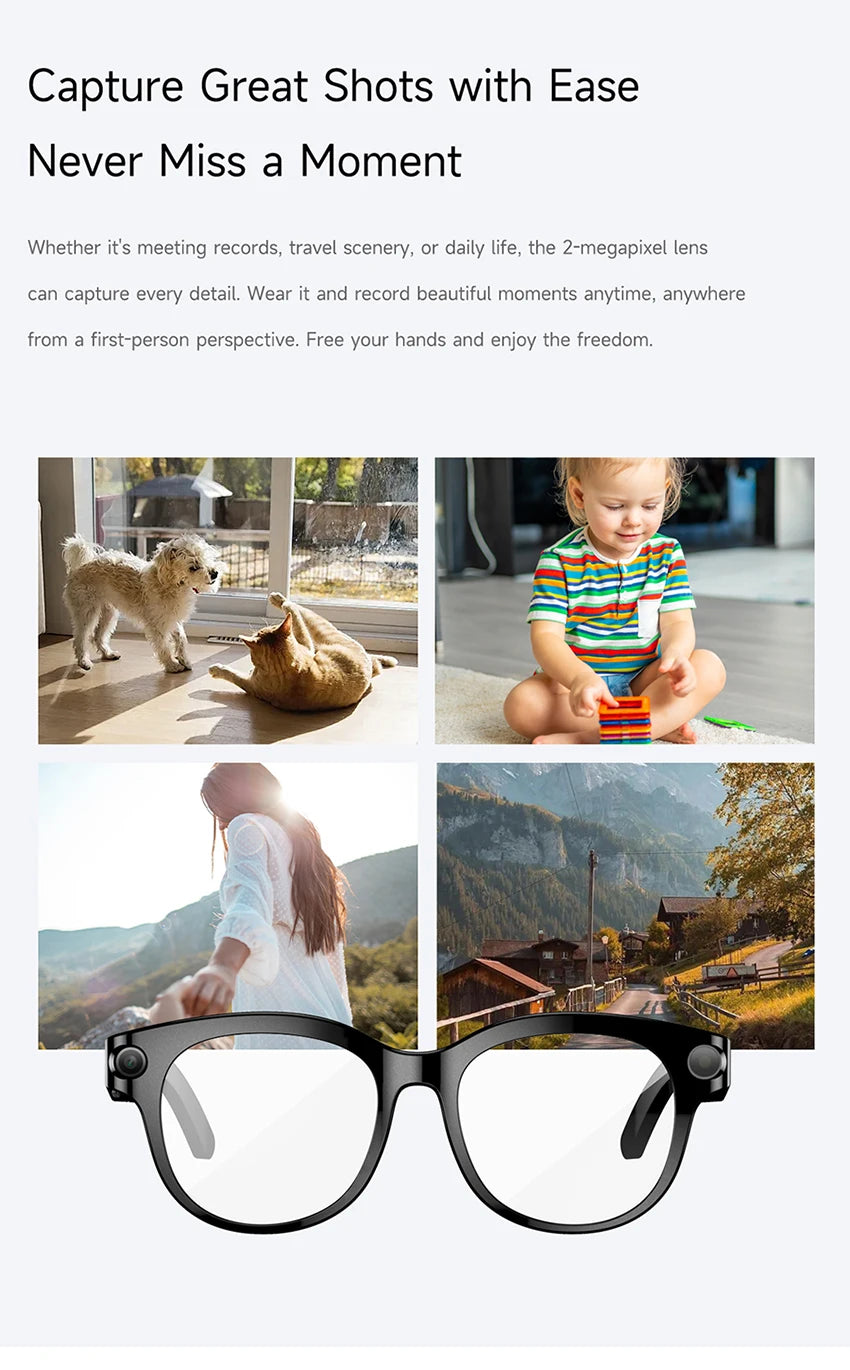 M89-S AI Smart Glasses Equipped with High-Definition 1080P Camera Translation AI Voice Assistant Music Playback and LED Lighting