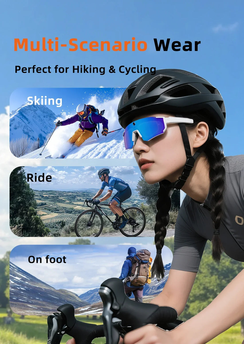 2026 New AI Smart Glasses 800W Camera HD Anti-shake Bicycle Riding Shooting&recording IP54 Water & Dust Translation Smartglasses