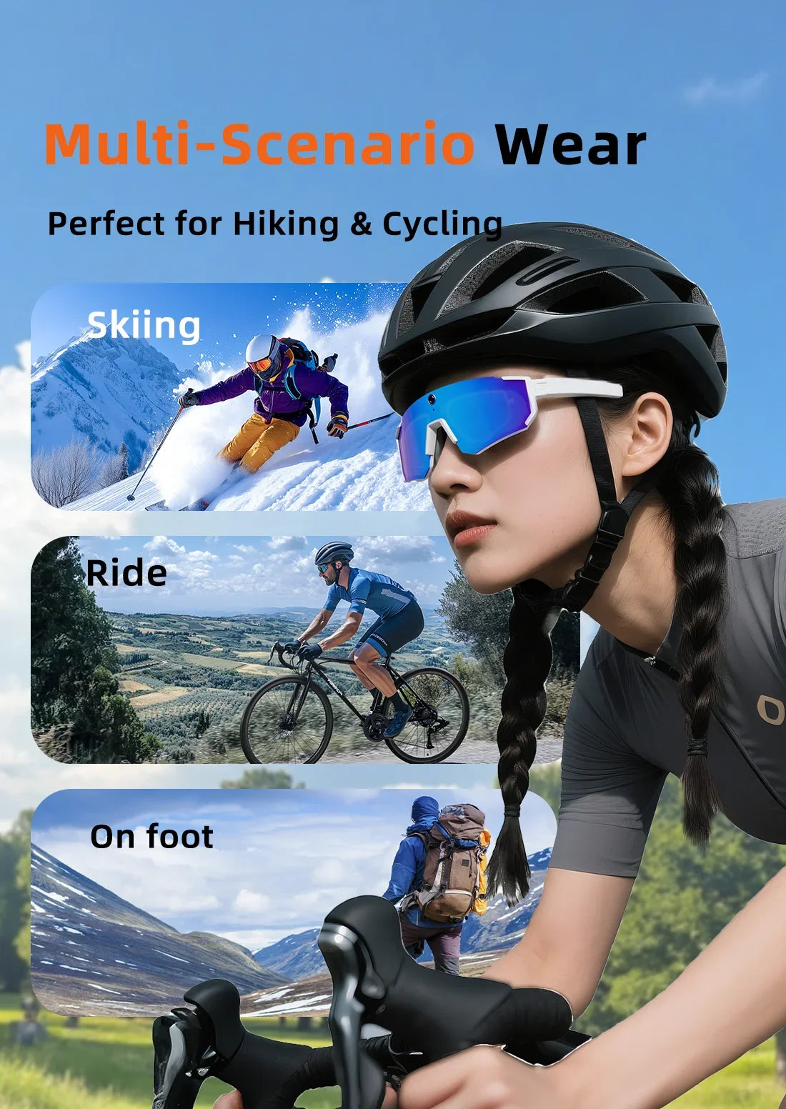 2026 New AI Smart Glasses 800W Camera HD Anti-shake Bicycle Riding Shooting&recording IP54 Water & Dust Translation Smartglasses