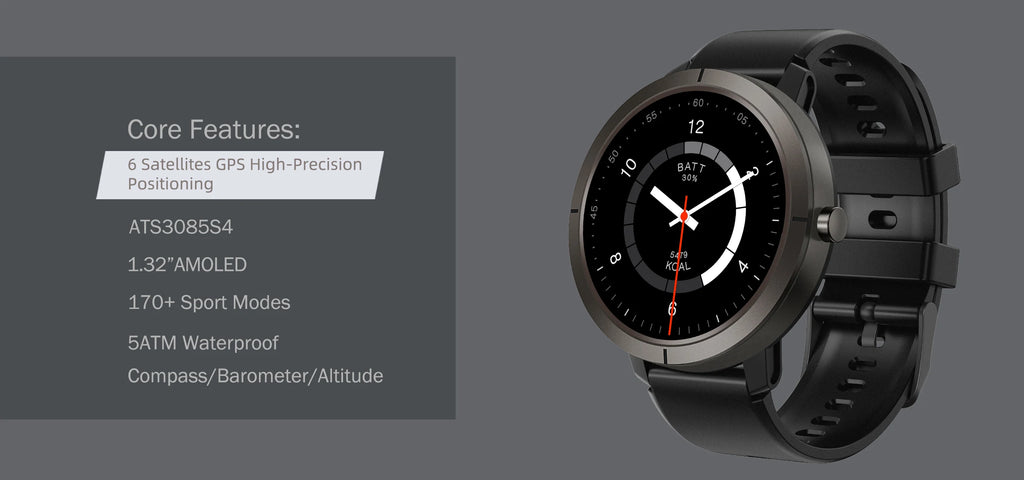 2026 GPS Smart Watch AMOLED 1.32 HD BT Call 5ATM Waterproof 170 Sport Modes 360mAh Large Battery Replaceable Strap Smart Watch