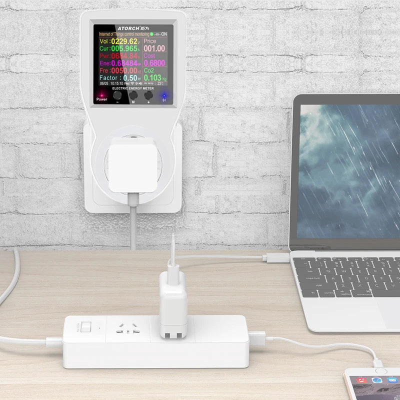AC85-265V 16A Tuya WIFI Smart Socket Digital Wattmeter Electricity Consumption Power Kwh With Switch Power Energy Meter