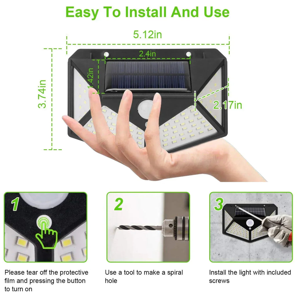 Multifunctional Solar Lamp Outdoor Garden Decoration Solar LED Light Waterproof Sunlight Powered Spotlight with Motion Sensor