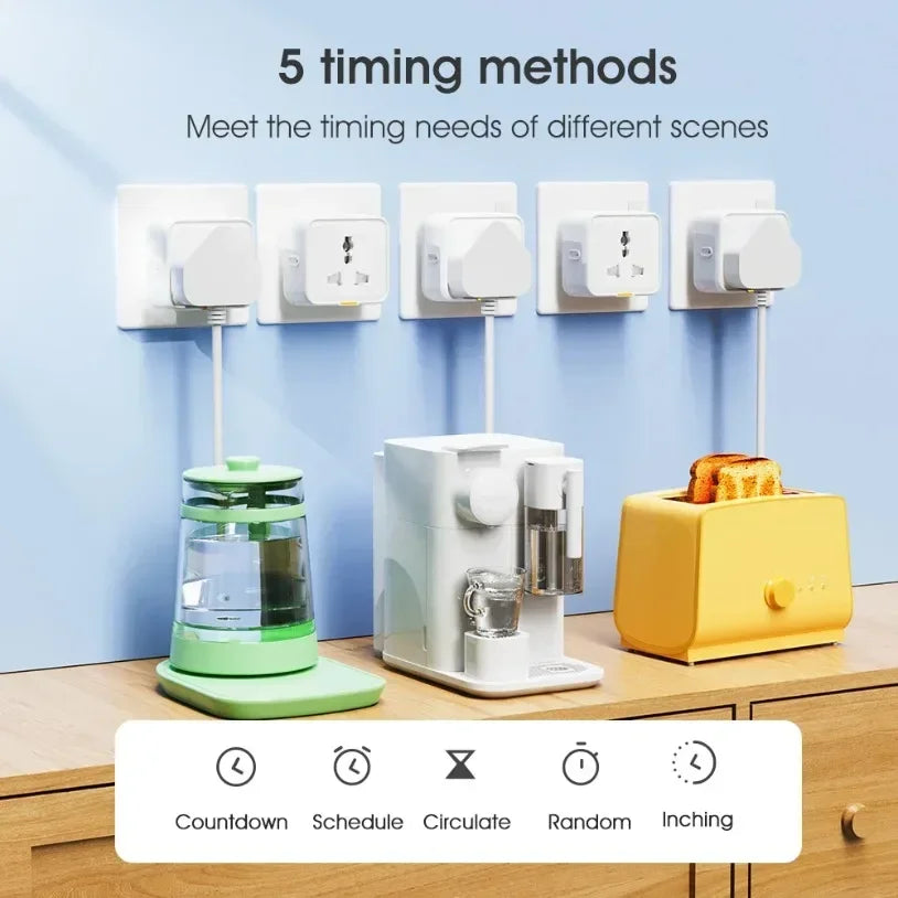 16A Tuya WiFi Smart Plug Travel Conversion Socket UK EU US Standard Power Monitor Timer Remote Control Smart Home Outlet