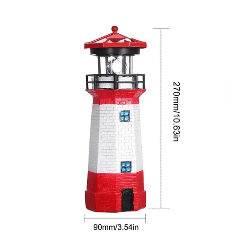 Solar Power LED Beacon LIght with Rotating Light Beam Lighthouse Solar Light Home Garden Decoration Fence Lawn Lamp Fairy