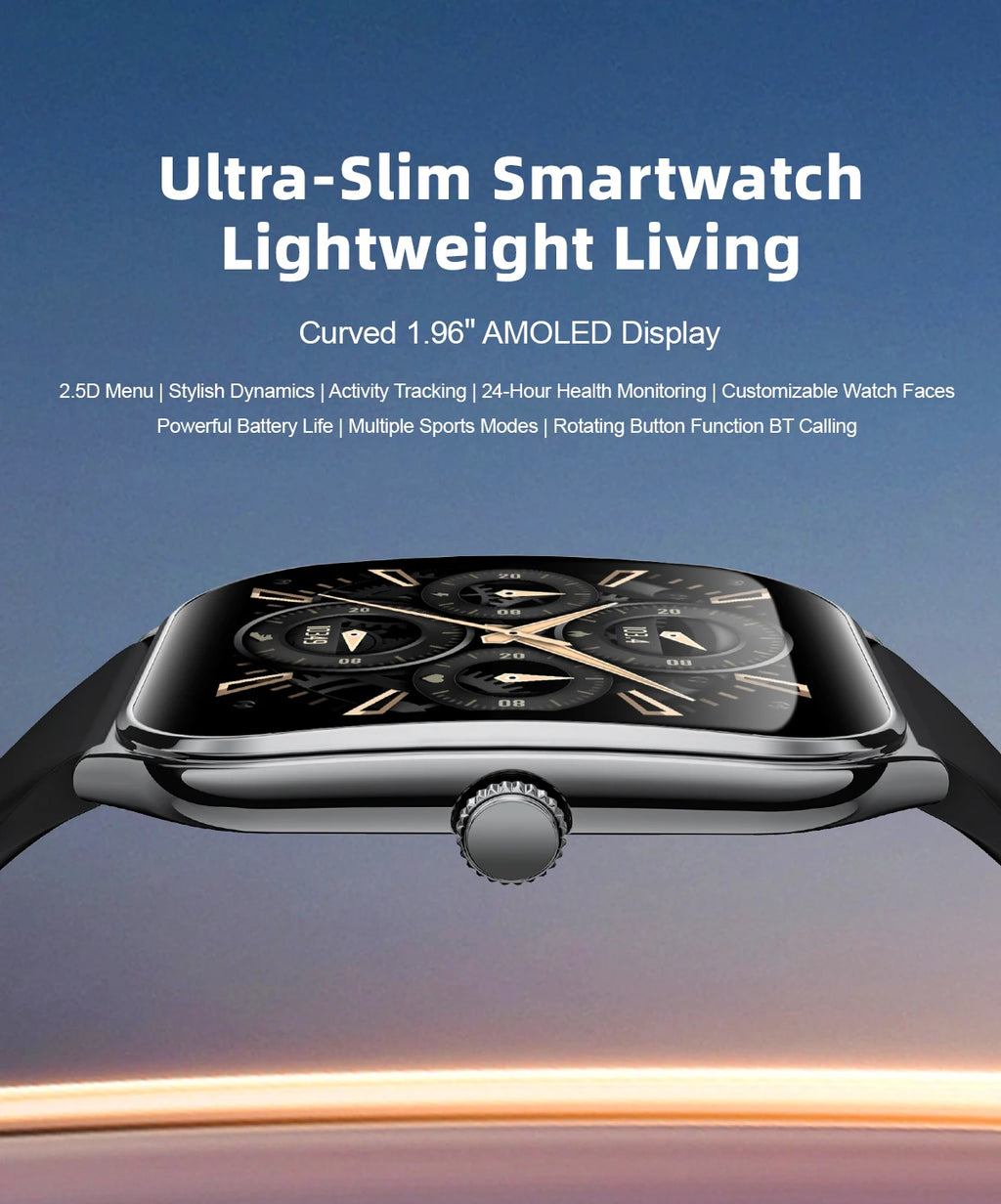 2026 New Smartwatch 1.96 inch Ultra-thin Bluetooth Call Health Monitor IP68 Waterproof 100 Sport Smart Bracelet For  Android iOS