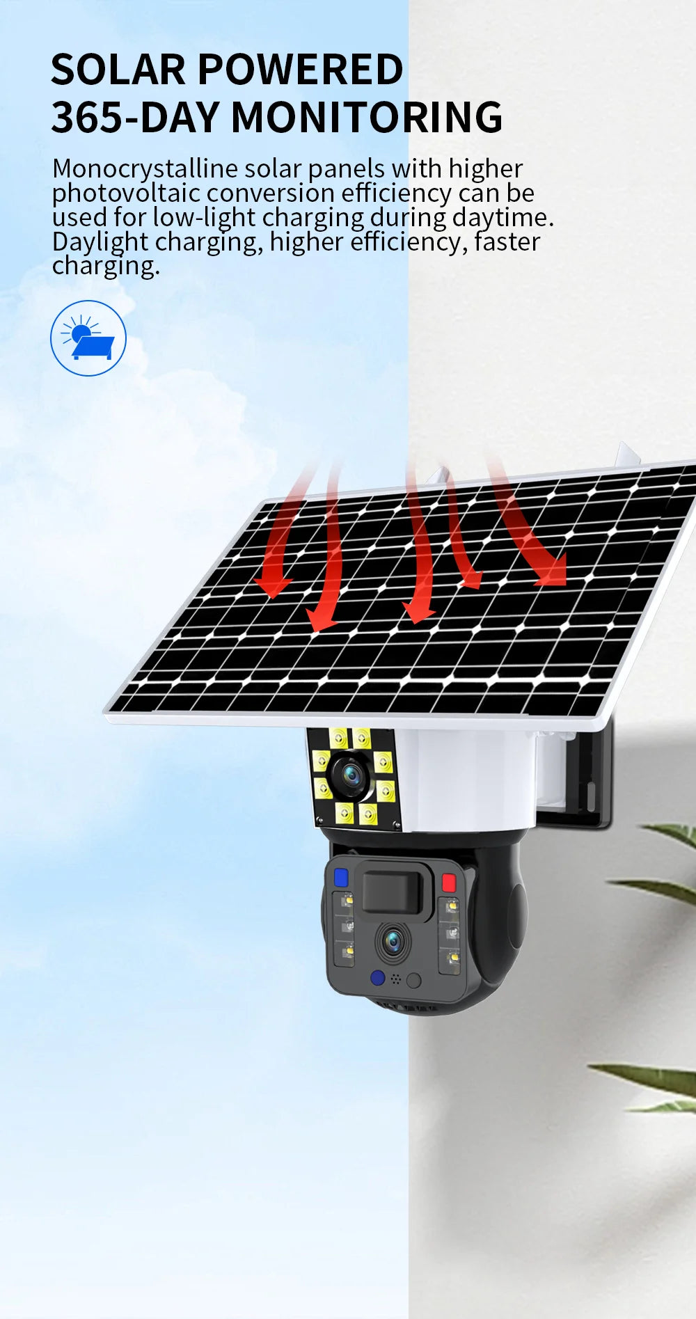 8MP 4K WiFi Solar Camera Outdoor Dual Lens Dual Screen Gimbal IP Camera With Solar Panel Rechargeable AI Motion Detection