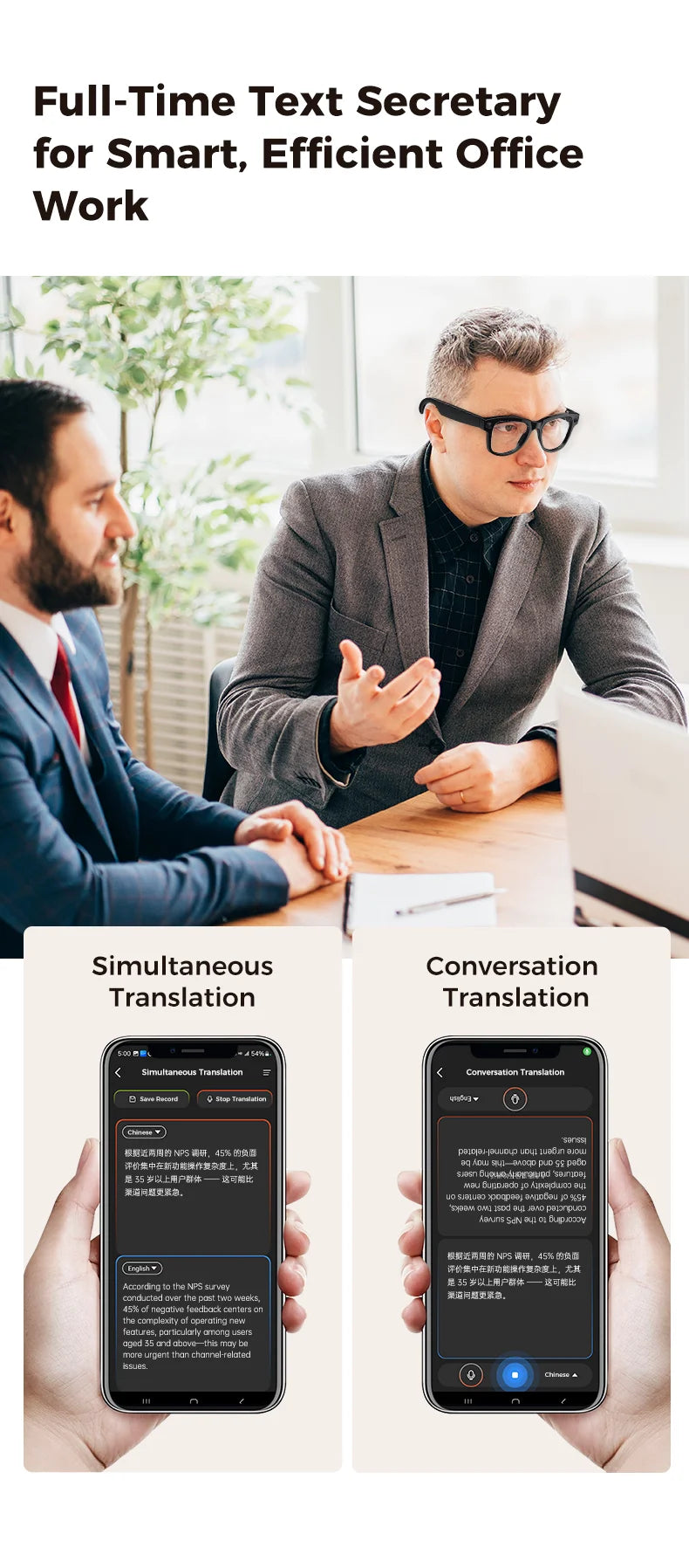 AI Smart Glasses 4KHD Camera 3600mAh Charging Case 120+Language Translation Bluetooth Call Music Sunglasses Outdoor Color Change