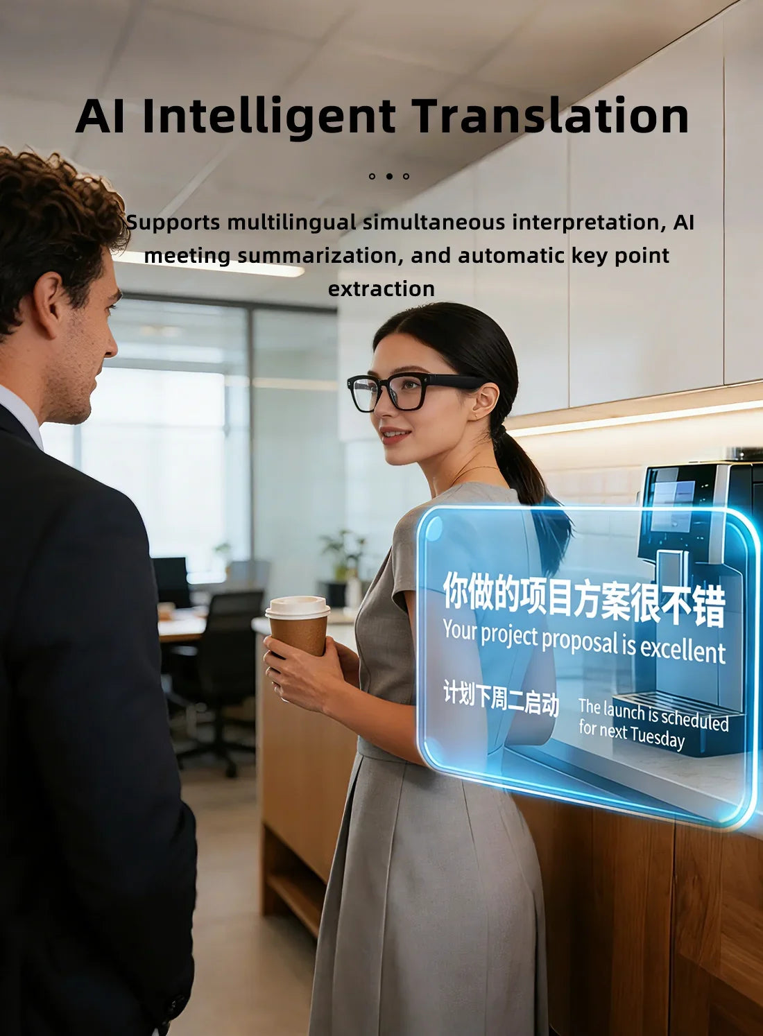 2026 AI Smart Camera Glasses 8MP 1200P Video Record Real-Time Translation Object Recognition AI Q&A Color Changing Smart Glasses