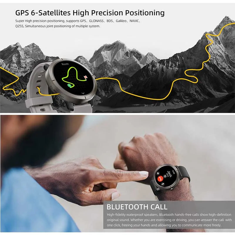 2026 GPS Smart Watch AMOLED 1.32 HD BT Call 5ATM Waterproof 170 Sport Modes 360mAh Large Battery Replaceable Strap Smart Watch