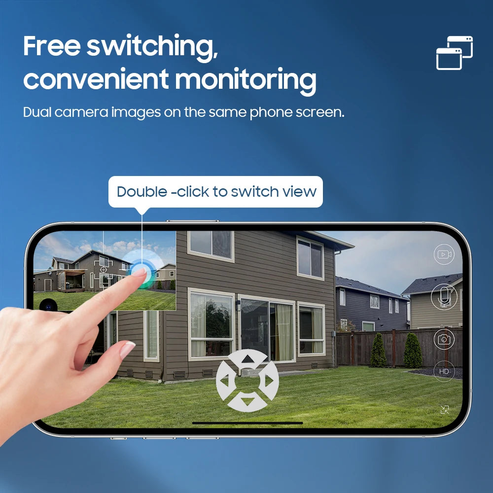 6MP Ubox APP Solar Power Dual Lens WIFI IP Camera Full Color AI Humanoid Detection Home Security CCTV Monitor