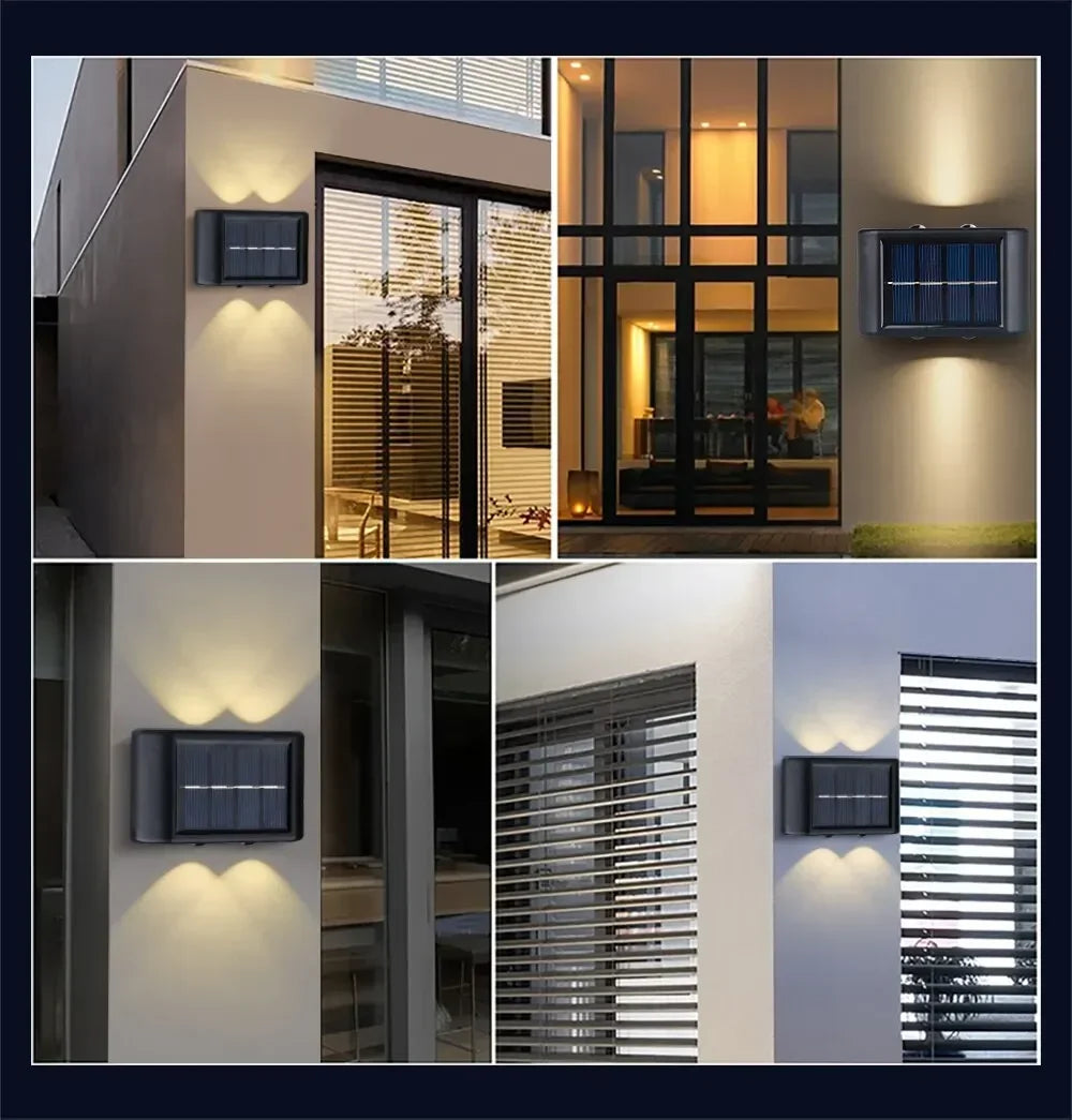 Solar Outdoor Wall Light 12 LED Waterproof Garden Light Courtyard Balustrade Decorative Atmosphere Lamp Down Luminous Solar Lamp