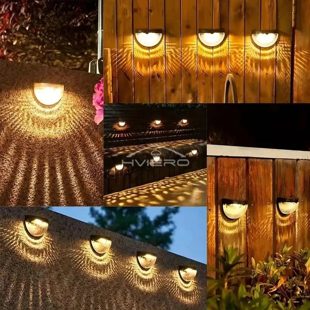 Solar Lights Outdoor 6LED Semi-circular Wall Step Garden Layout Terrace Ambiance Decorated IP65 Waterproof Family Courtyard Lamp
