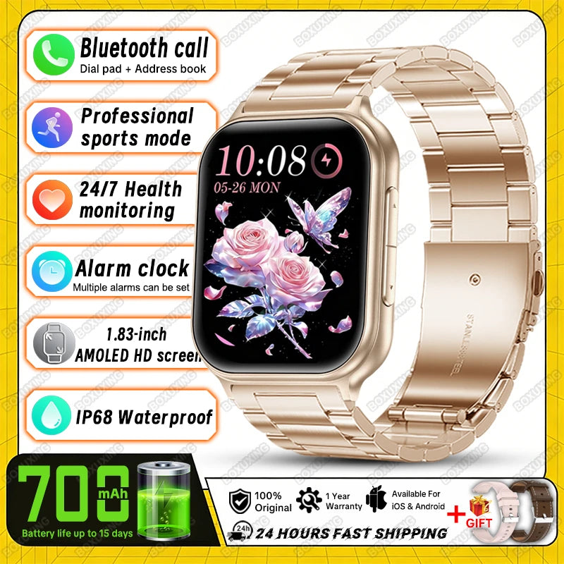 2026 New Smartwatches Men Women Sports Fitness Tracker IP68 Waterproof Built-in 24H Heart Rate 700 mAh Battery Call Smart Watch