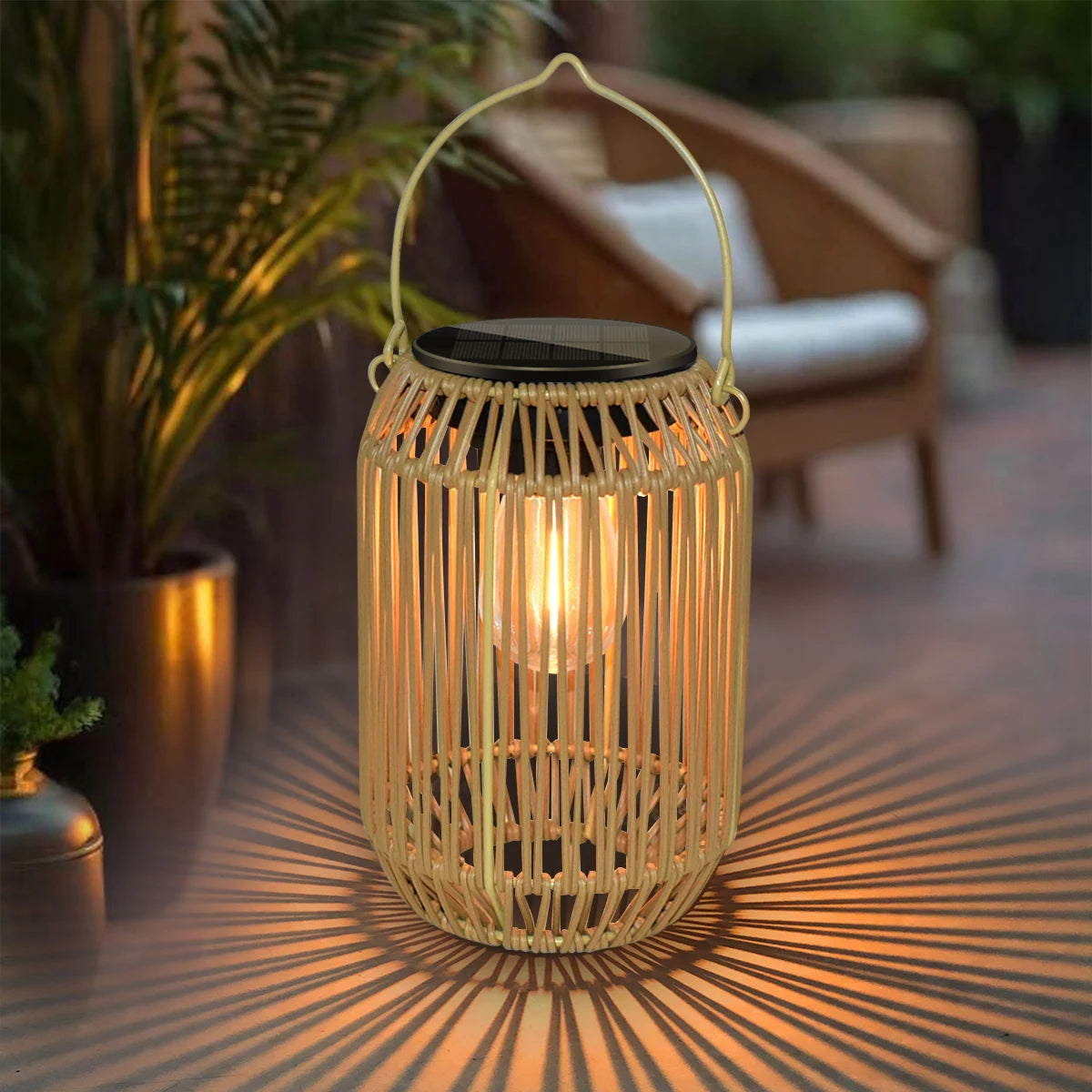 Solar Lanterns Solar Lights Outdoor Waterproof Boho Light for Outside Hanging Rattan Lantern Decoration for Garden Yard Patio
