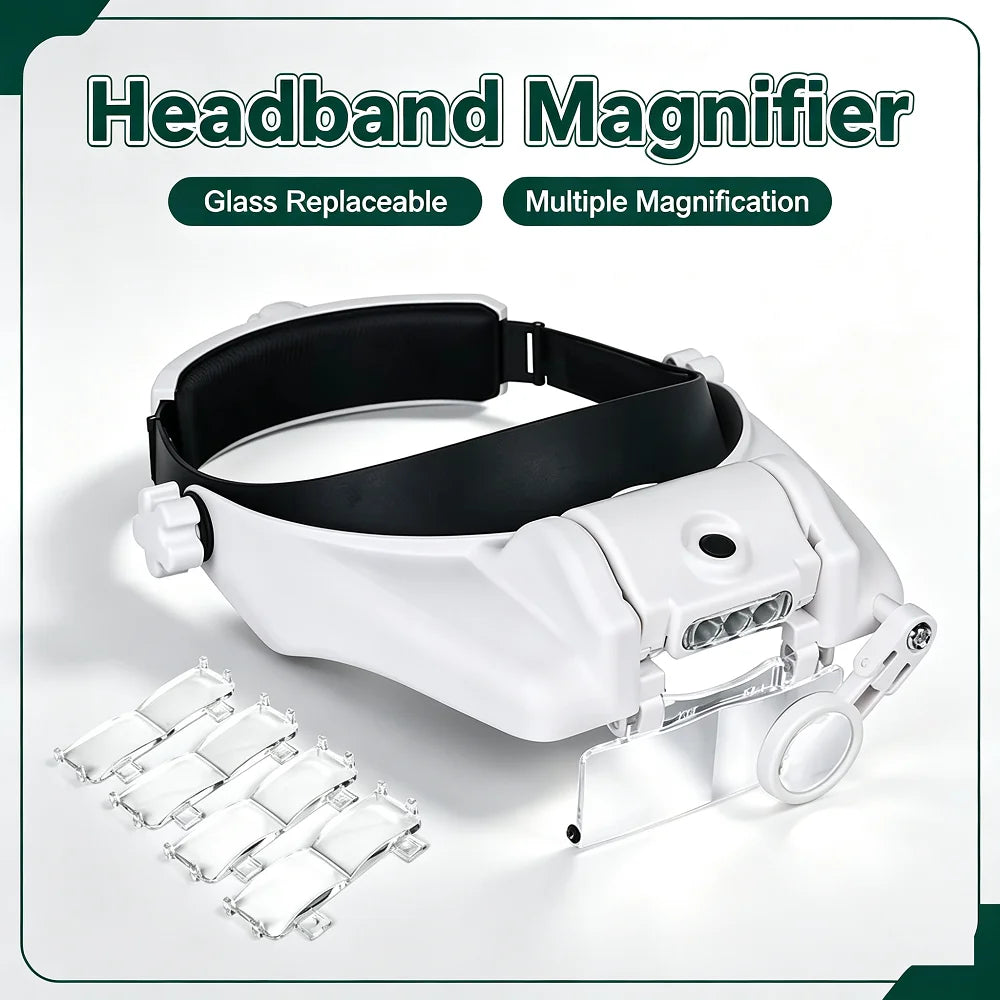 LED Magnifier 1.5x 2x 2.5x 3x 3.5x 8x Magnifying Glasses for Jewelry Watch Electronic Repair Hands-Free Loupe