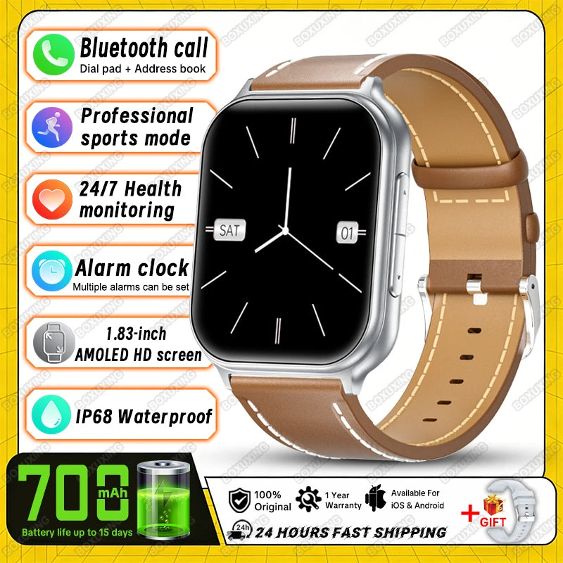 2026 New Smartwatches Men Women Sports Fitness Tracker IP68 Waterproof Built-in 24H Heart Rate 700 mAh Battery Call Smart Watch