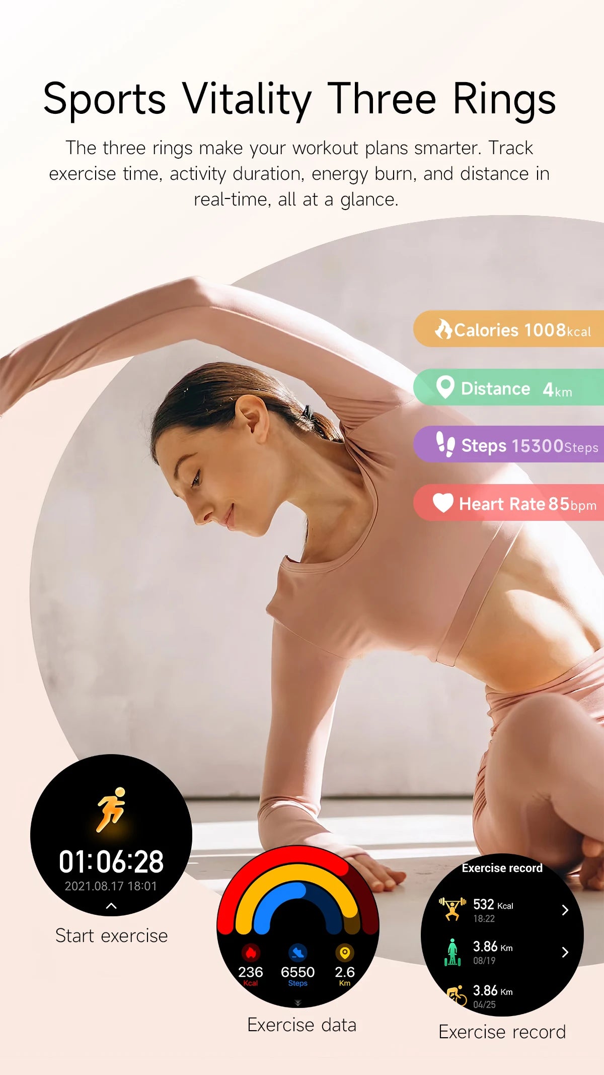 LIGE 2026 New Smartwatch Women 1.19" AMOLED Screen Always On Display Bluetooth Call Waterproof Lady Smart Watch For Android iOS