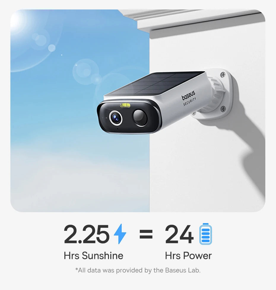Baseus Security S1 Lite Solar Security Camera Wireless Outdoor Camera Continuous Power 2K Resolution 135°FOV IP67 Wifi Camera