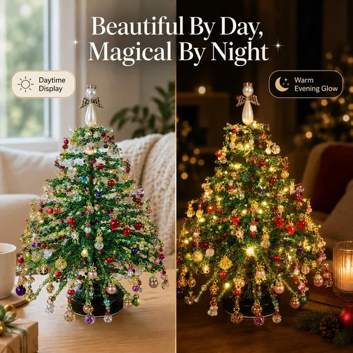 DIY Beaded Christmas Tree Kit, Crystal Bead Holiday Craft Set | DIY Beaded Christmas Tree Kit with Crystal Beads and Ornaments