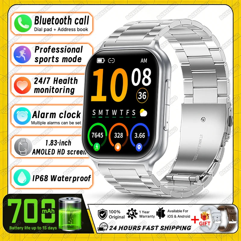 2026 New Smartwatches Men Women Sports Fitness Tracker IP68 Waterproof Built-in 24H Heart Rate 700 mAh Battery Call Smart Watch