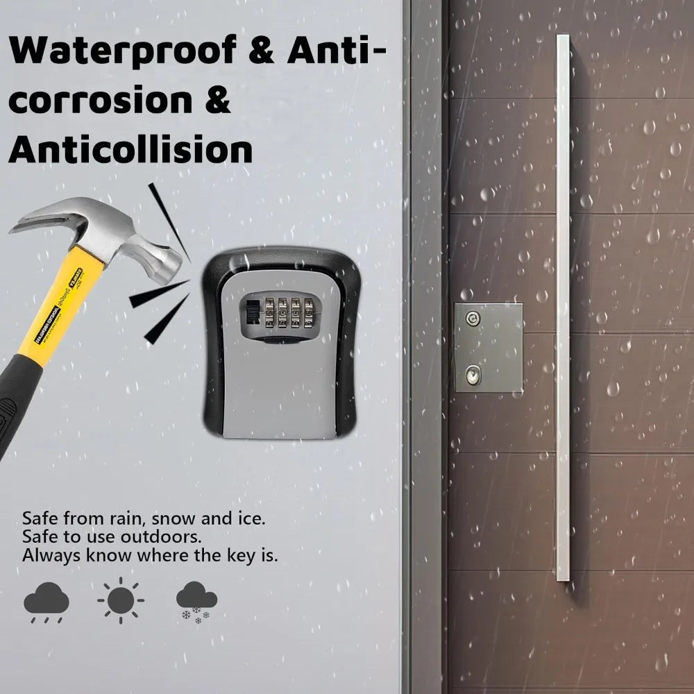 Key Lock Box 4 Digit Password  ABS Security Anti-theft Durable Wall Mounted Password Key Box for Home or Office Key Safe Storage