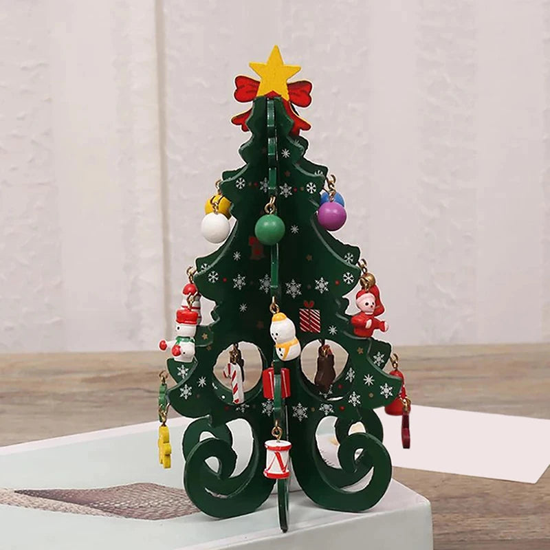 Creative DIY Wooden Christmas Tree Window Shop Mall Desktop Display Props Ornament Holiday Gifts Decoration Ornaments