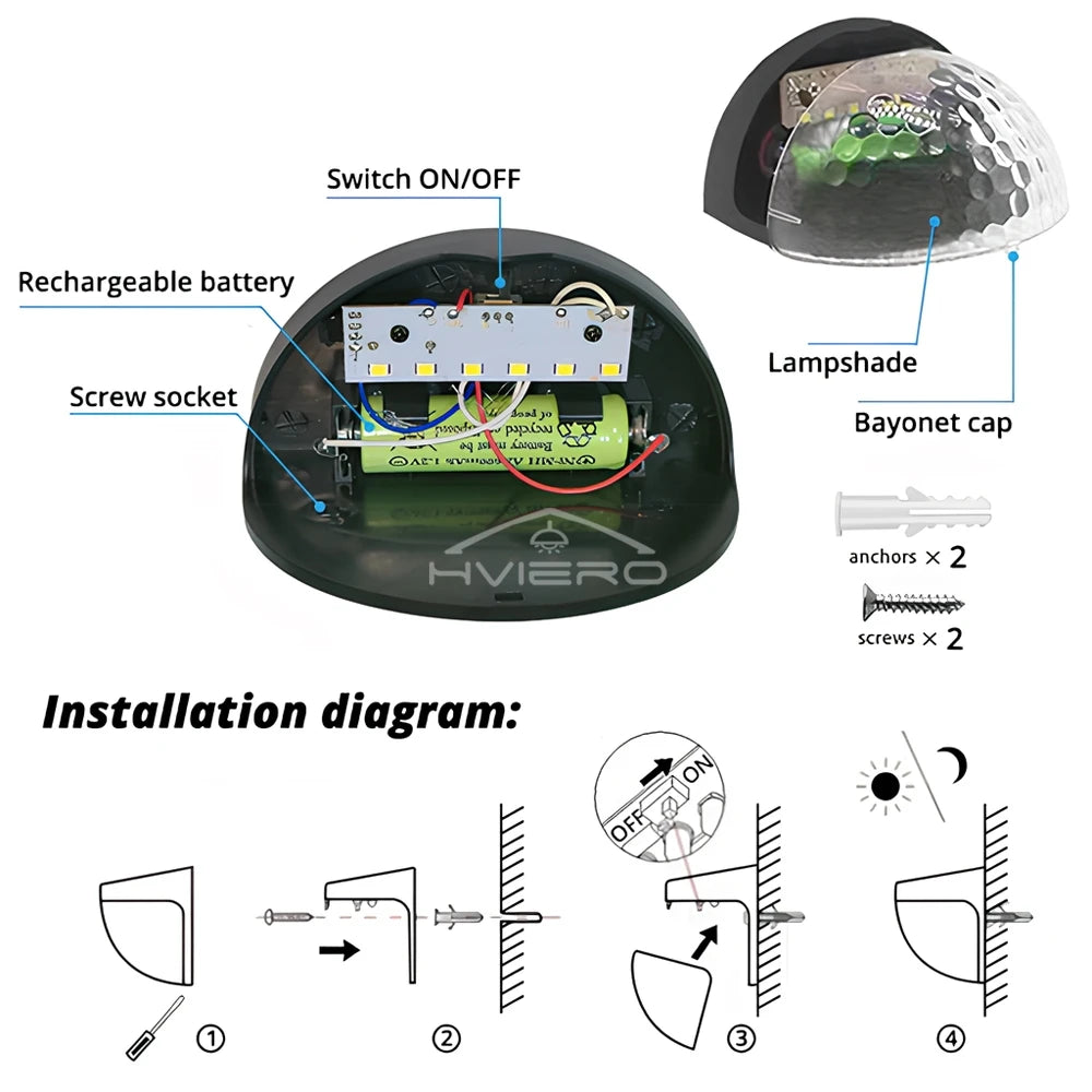 Solar Lights Outdoor 6LED Semi-circular Wall Step Garden Layout Terrace Ambiance Decorated IP65 Waterproof Family Courtyard Lamp