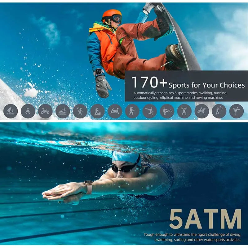 2026 GPS Smart Watch AMOLED 1.32 HD BT Call 5ATM Waterproof 170 Sport Modes 360mAh Large Battery Replaceable Strap Smart Watch
