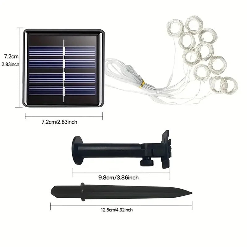 Solar LED Curtain Light Outdoor Garland Solar Fairy String Light Copper Wire Lamps for Garden Yard Wedding Party Holiday Decor