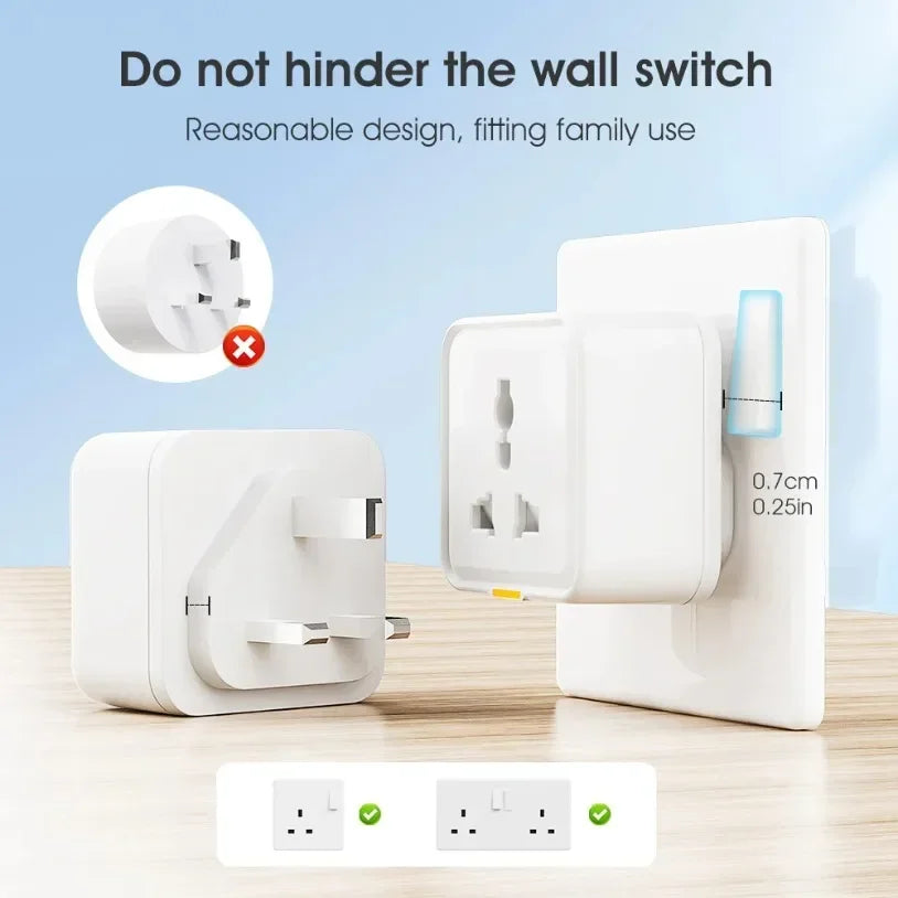 16A Tuya WiFi Smart Plug Travel Conversion Socket UK EU US Standard Power Monitor Timer Remote Control Smart Home Outlet