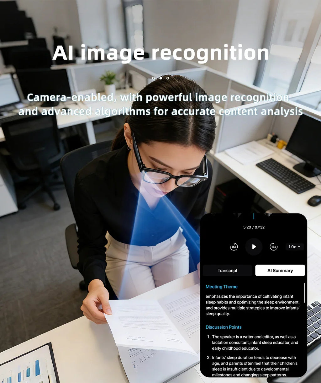2026 AI Smart Camera Glasses 8MP 1200P Video Record Real-Time Translation Object Recognition AI Q&A Color Changing Smart Glasses