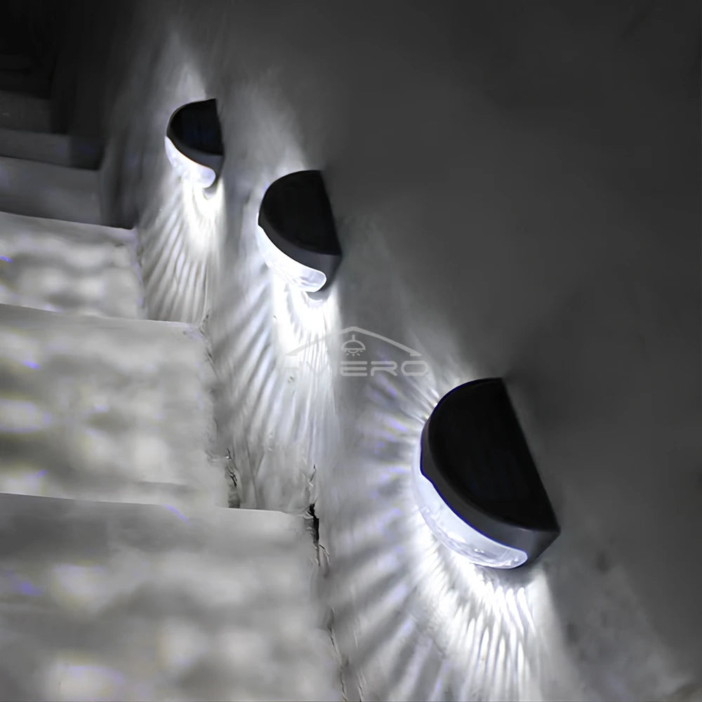 Solar Lights Outdoor 6LED Semi-circular Wall Step Garden Layout Terrace Ambiance Decorated IP65 Waterproof Family Courtyard Lamp