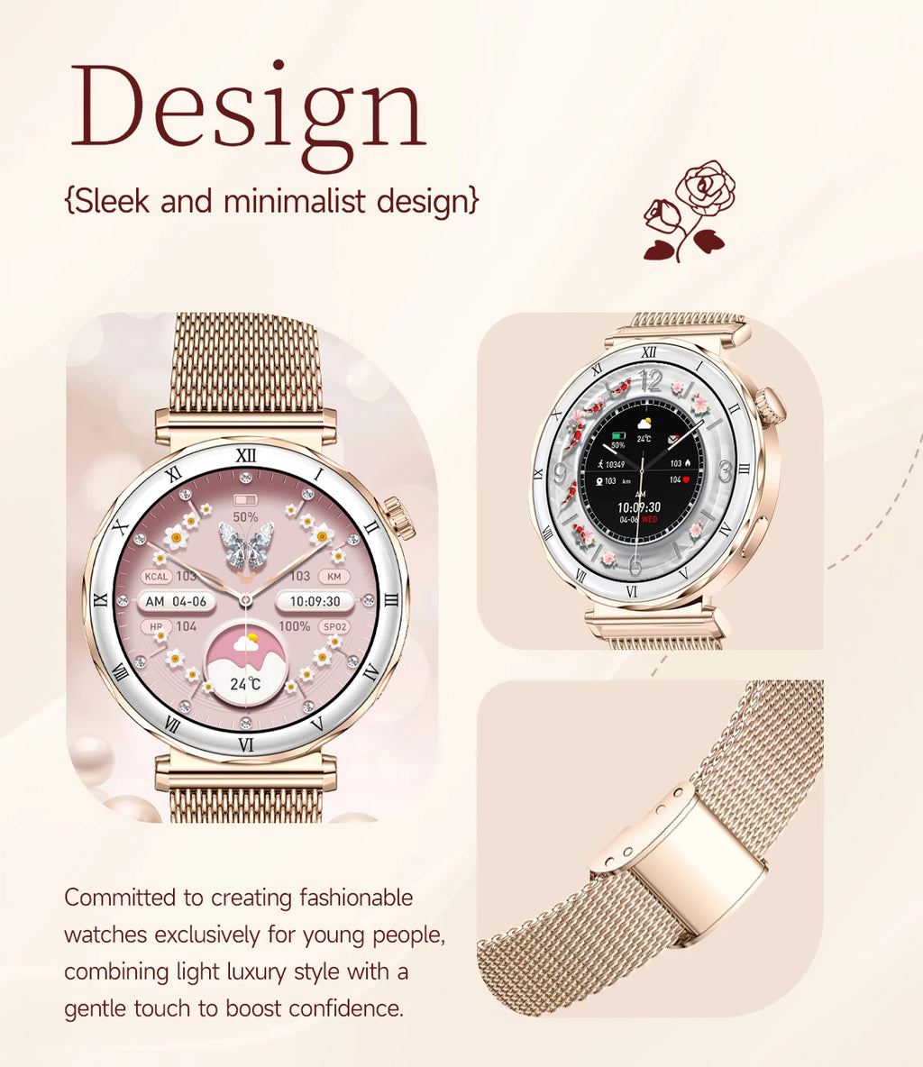 LIGE 2026 New Smartwatch Women 1.19" AMOLED Screen Always On Display Bluetooth Call Waterproof Lady Smart Watch For Android iOS