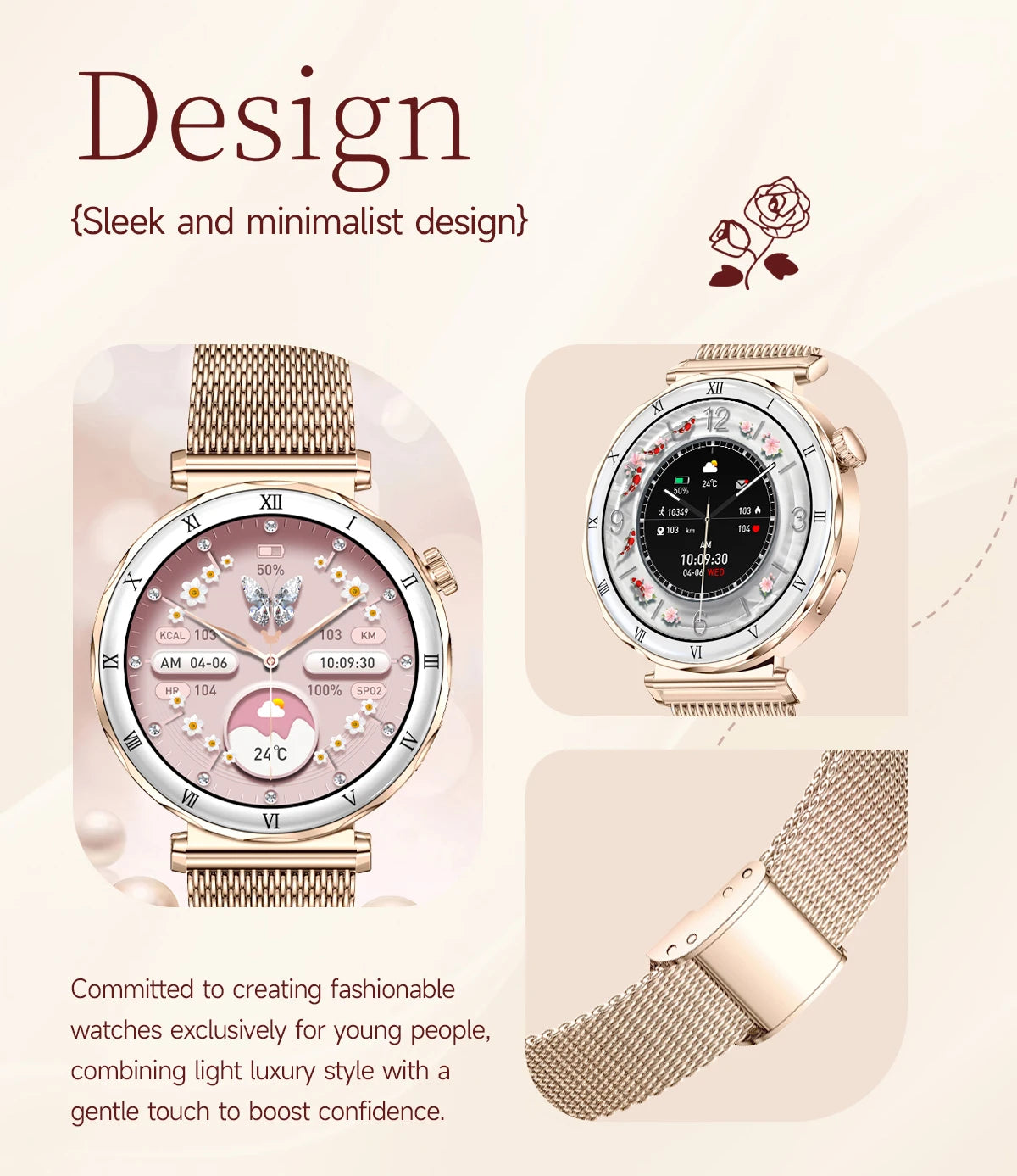 LIGE 2026 New Smartwatch Women 1.19" AMOLED Screen Always On Display Bluetooth Call Waterproof Lady Smart Watch For Android iOS