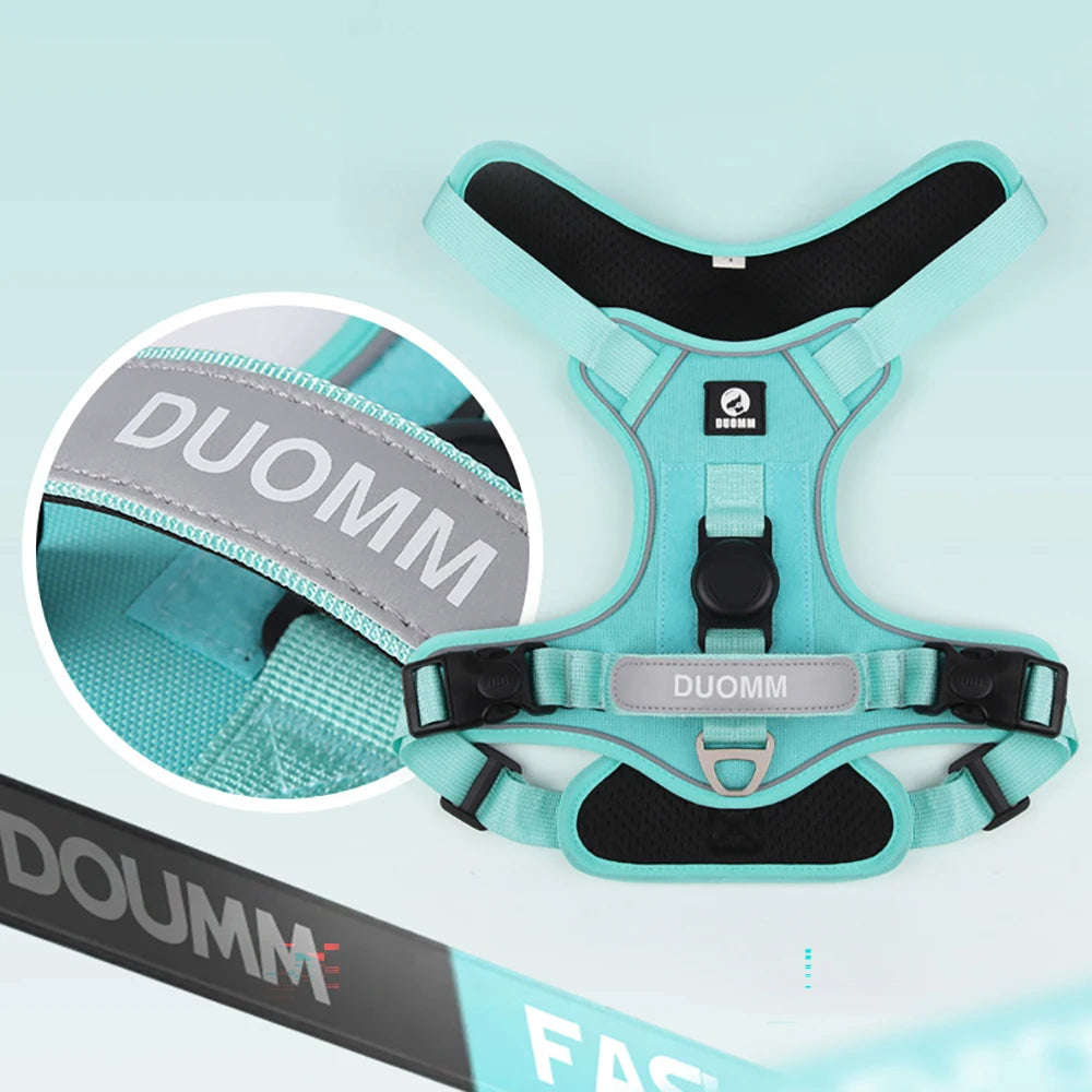 Airtag Holder Harness for Medium Large Dog Escape-Proof Reflective Vest with GPS Tracker Pocket, Adjustable Breathable Mesh