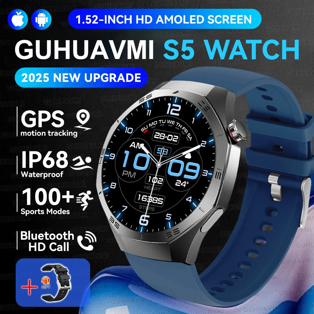 2026 New Sports Watch 5 Pro GPS Track Smart Watches Men 1.53"AMOLED Full Touch Screen Waterproof Bluetooth Talk Smart Bracelet