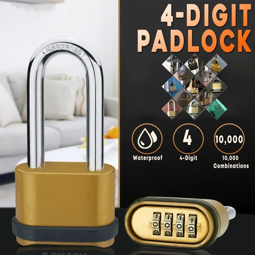 4 Dial Metal Toolbox Cabinet Luggage Backpack Password Lock Padlock Code Lock Digit Locks