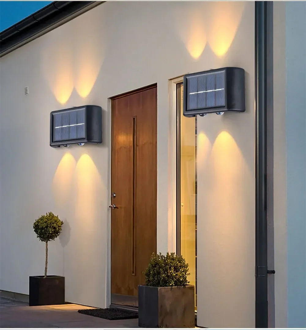 Solar Outdoor Wall Light 12 LED Waterproof Garden Light Courtyard Balustrade Decorative Atmosphere Lamp Down Luminous Solar Lamp