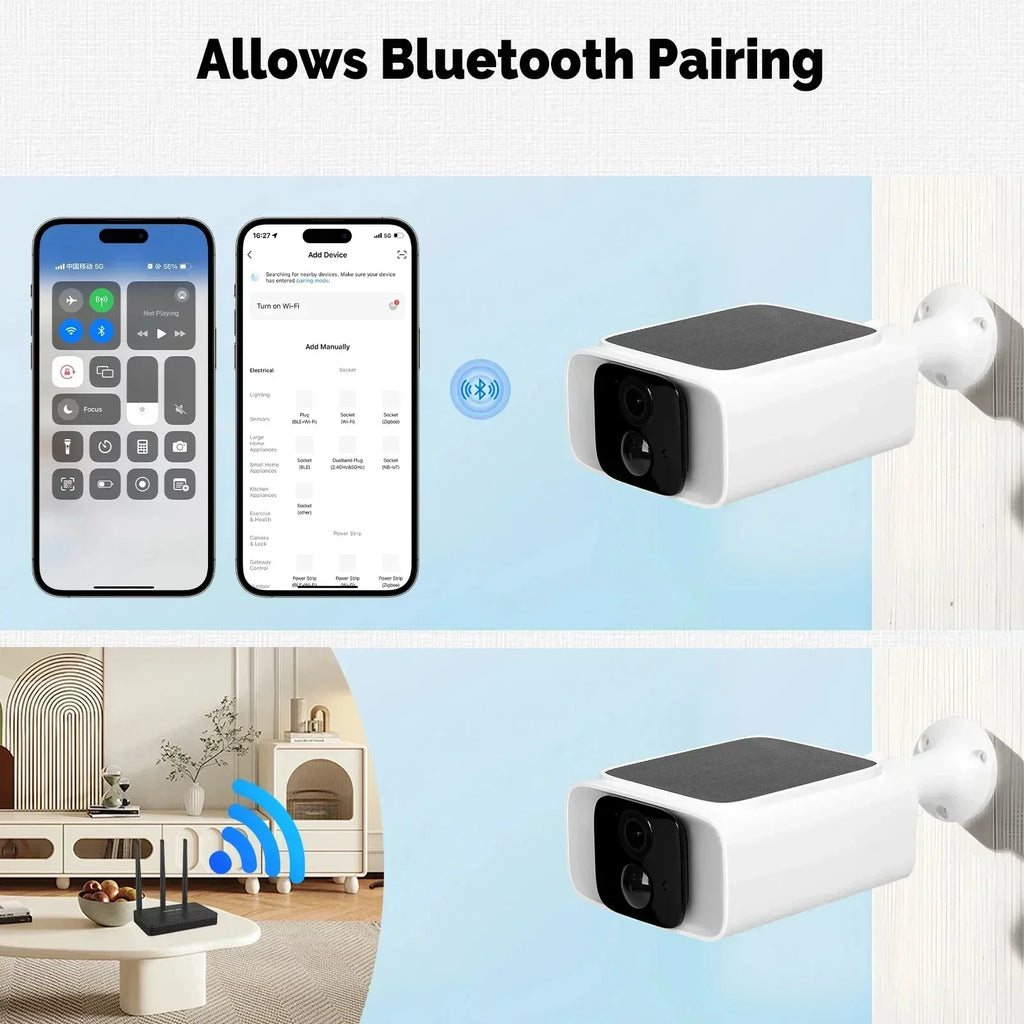 2K Solar Security Camera Wireless Outdoor 2.4/5G WiFi Cameras for Home with Fix Solar Panel Two-Way Talk Waterproof Surveillance