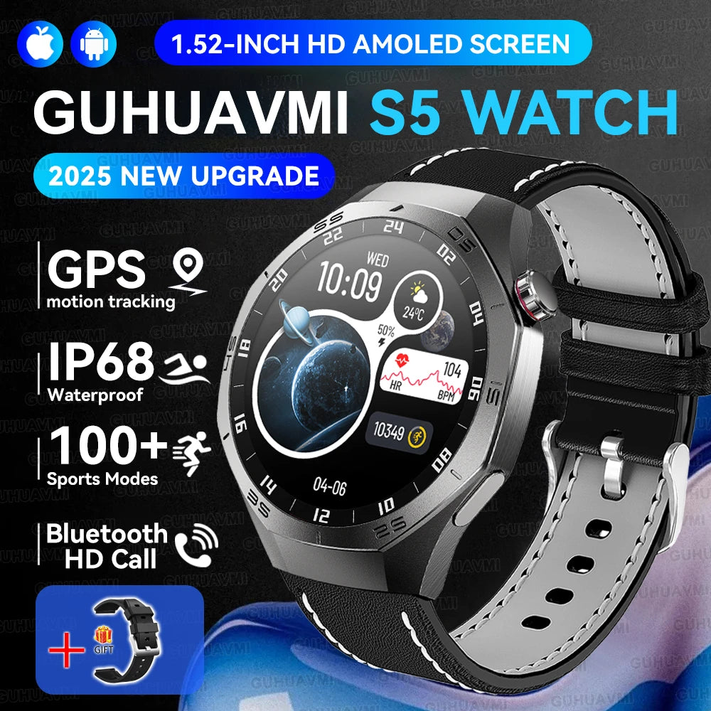 2026 New Sports Watch 5 Pro GPS Track Smart Watches Men 1.53"AMOLED Full Touch Screen Waterproof Bluetooth Talk Smart Bracelet