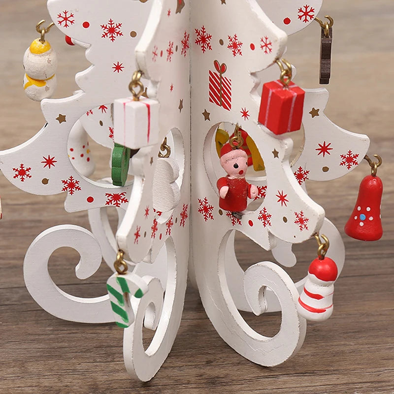 Creative DIY Wooden Christmas Tree Window Shop Mall Desktop Display Props Ornament Holiday Gifts Decoration Ornaments