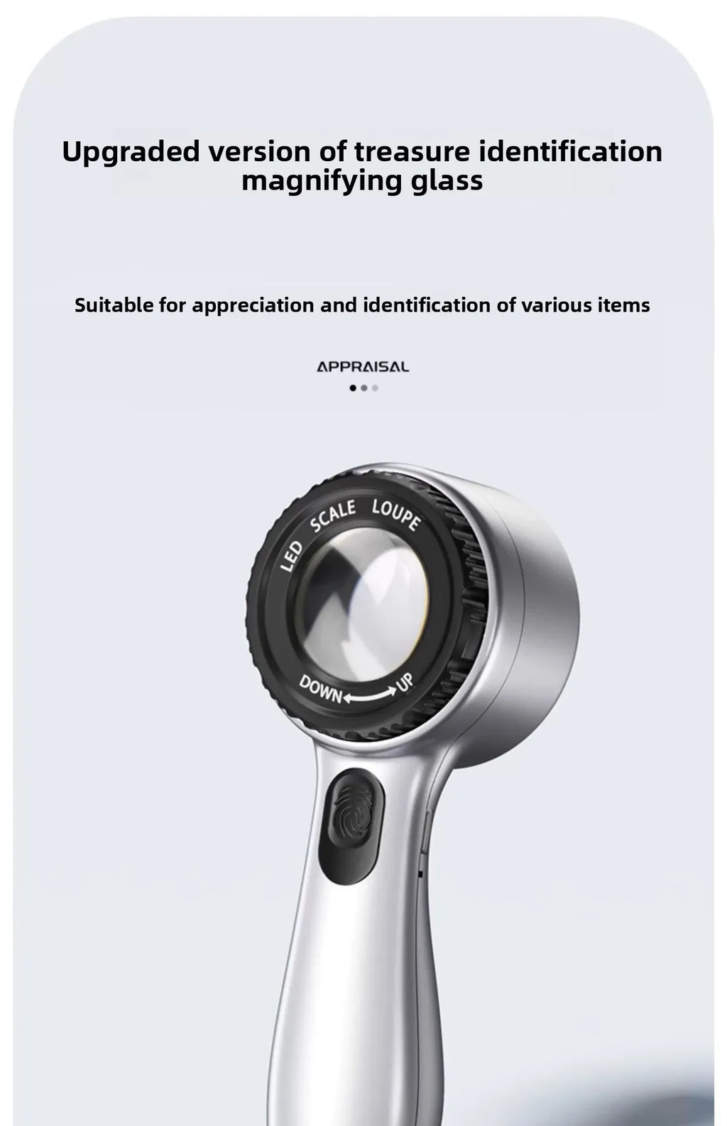 Magnifying Glass Rechargeable with UV Light High-definition High Magnification with Scale for Identifying Jewelry and Stamps