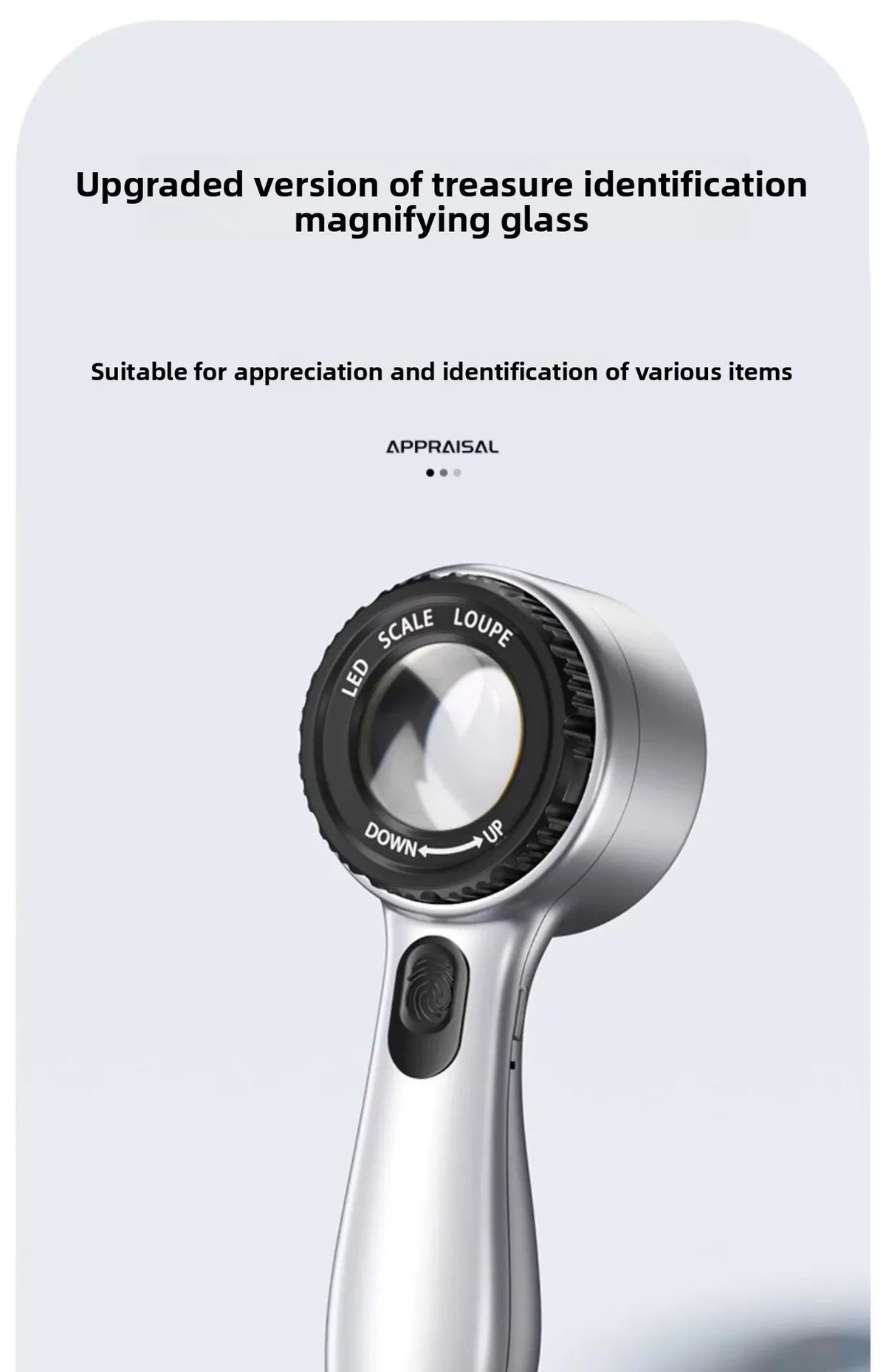 Magnifying Glass Rechargeable with UV Light High-definition High Magnification with Scale for Identifying Jewelry and Stamps
